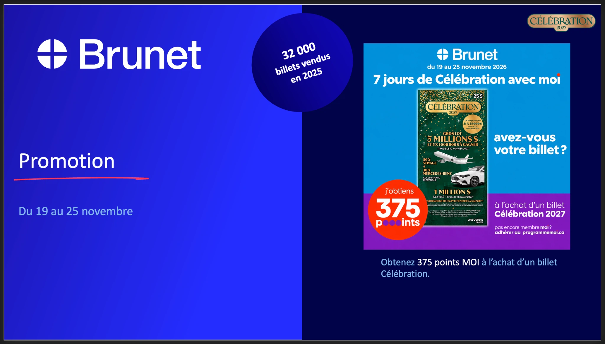Promotion Célébration Brunet