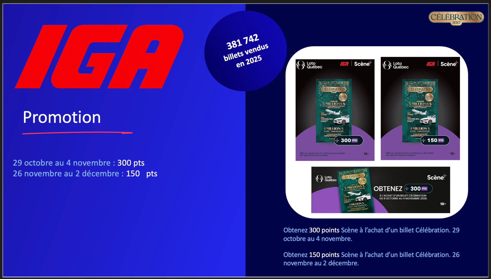 Promotion Célébration IGA